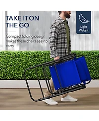 Best Choice Products Folding Outdoor Zero Gravity Rocking Lounge Chair w/ Headrest Pillow