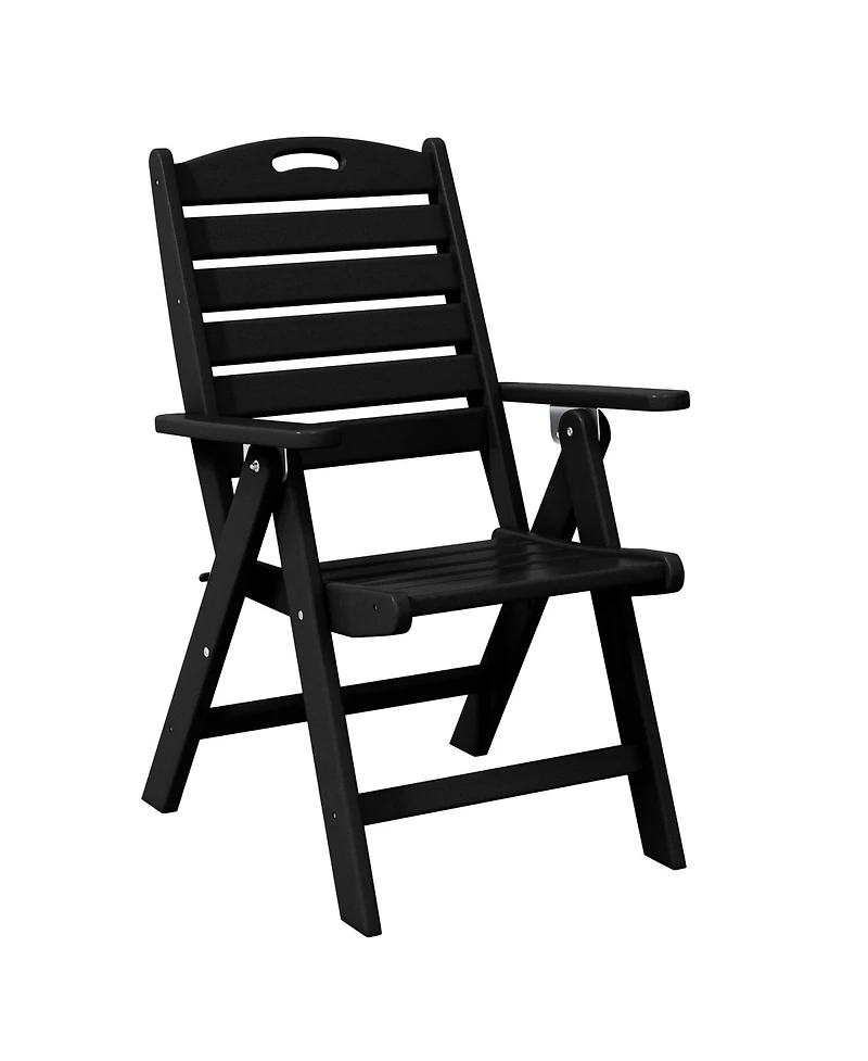 6-Piece Hdpe Rectangular Patio Dining Table Set with Foldable Chairs and Bench