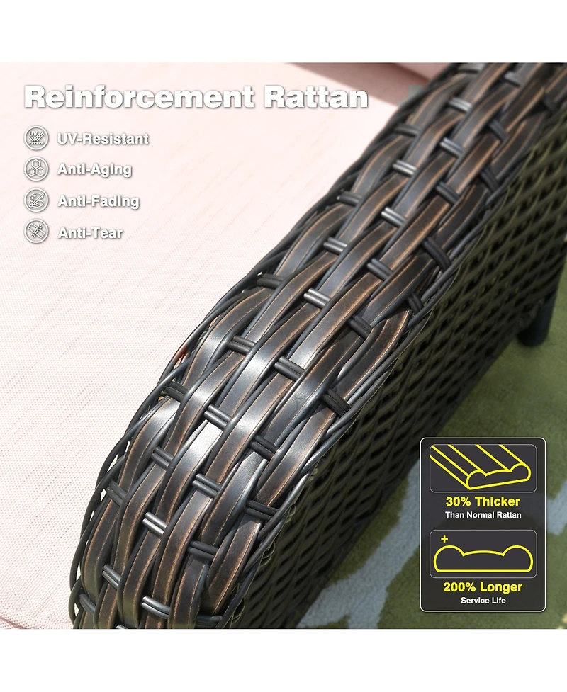 Xizzi Patio Furniture Sets Outdoor Swivel Rocking Chairs with 50,000 Btu Propane Fire Pit Table 7 Pieces All Weather Pe Wicker Conversation Sofa and M