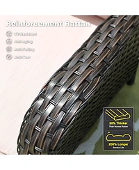 Xizzi Patio Furniture Sets Outdoor Swivel Rocking Chairs with 50,000 Btu Propane Fire Pit Table 7 Pieces All Weather Pe Wicker Conversation Sofa and M