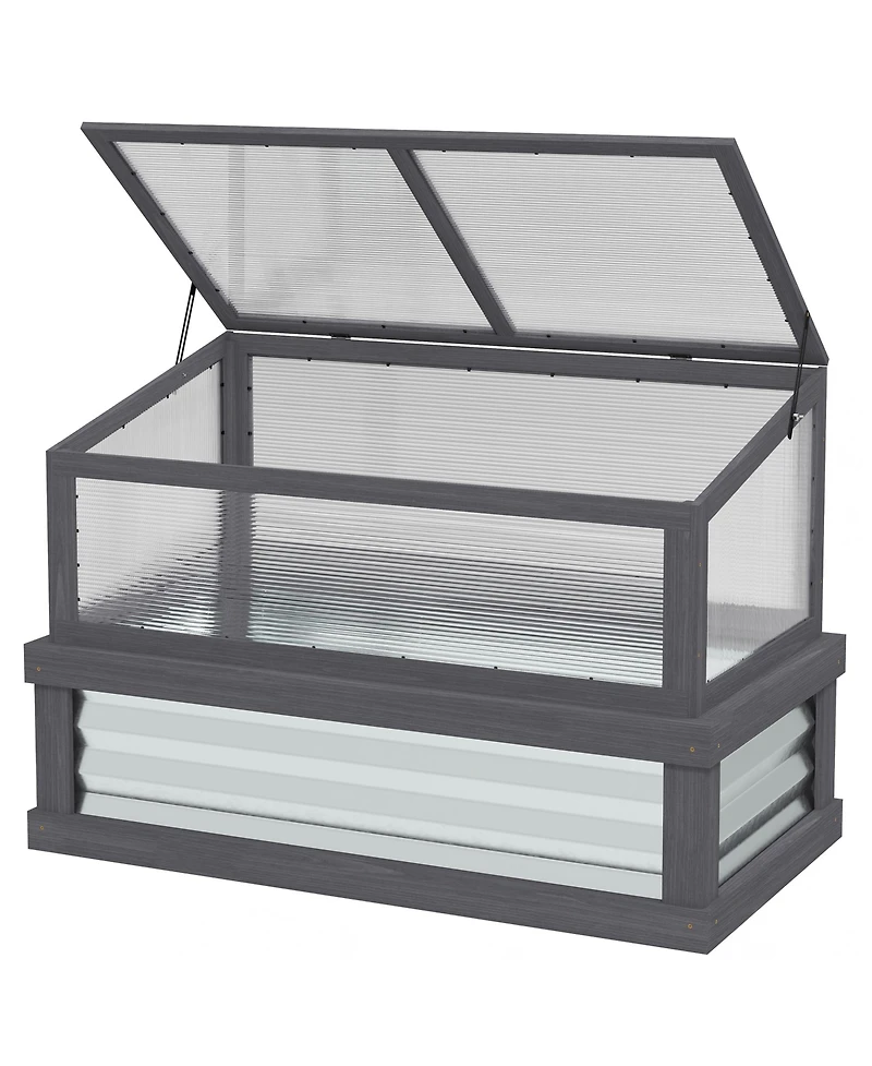 Outsunny Raised Garden Bed with Wooden Cold Frame