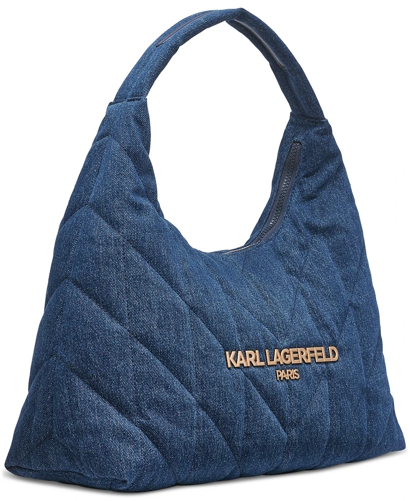 Karl Lagerfeld Paris Voyage Quilted Denim Hobo Bag