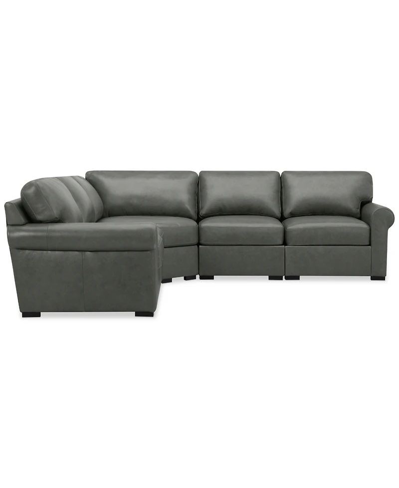 Radley Roll Arm 117" -Pc. Leather Wedge Corner L Sectional