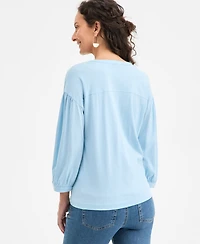 Style & Co Women's 3/4 Sleeve Split-Neck Top, Exclusively at Macy's