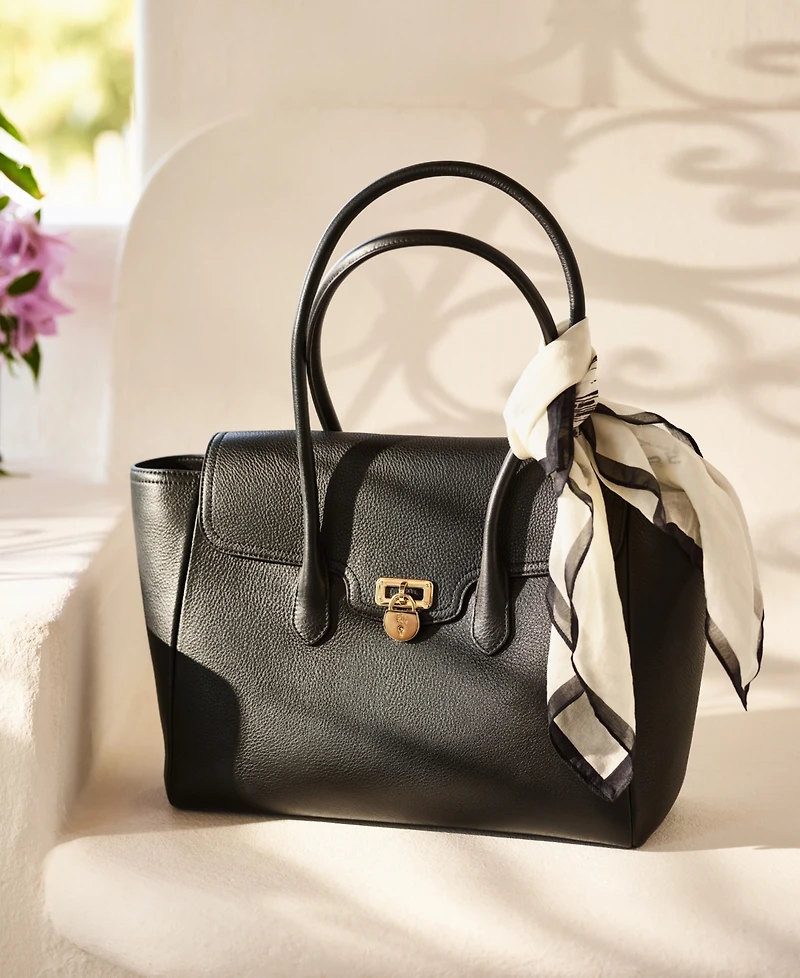Lauren Ralph Pebbled Leather Extra-Large Tanner Satchel