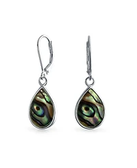 Bling Jewelry Geometric Iridescent Abalone Shell Teardrop Dangle Earrings in Sterling Silver