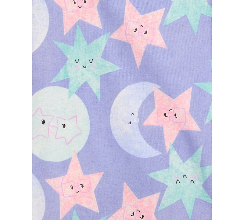 Carter's Toddler Girls Moon & Stars 100% Snug-Fit Cotton Pajamas, 4 Piece Set