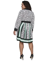 Karl Lagerfeld Paris Plus Geometric-Print Shirtdress
