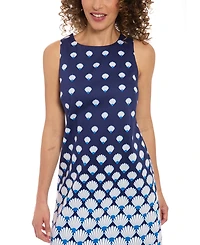 London Times Petite Graduated-Print Sleeveless Mini Dress