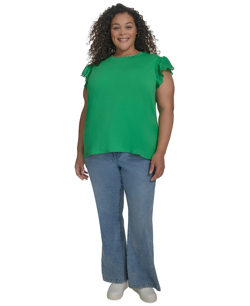 Karl Lagerfeld Paris Plus Ruffled-Sleeve Knit Top, Exclusively at Macy's