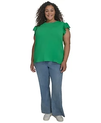 Karl Lagerfeld Paris Plus Ruffled-Sleeve Knit Top, Exclusively at Macy's