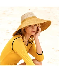 Brunna.co Riri Duo Jute Handwoven Straw Hat In Nude & Golden Yellow