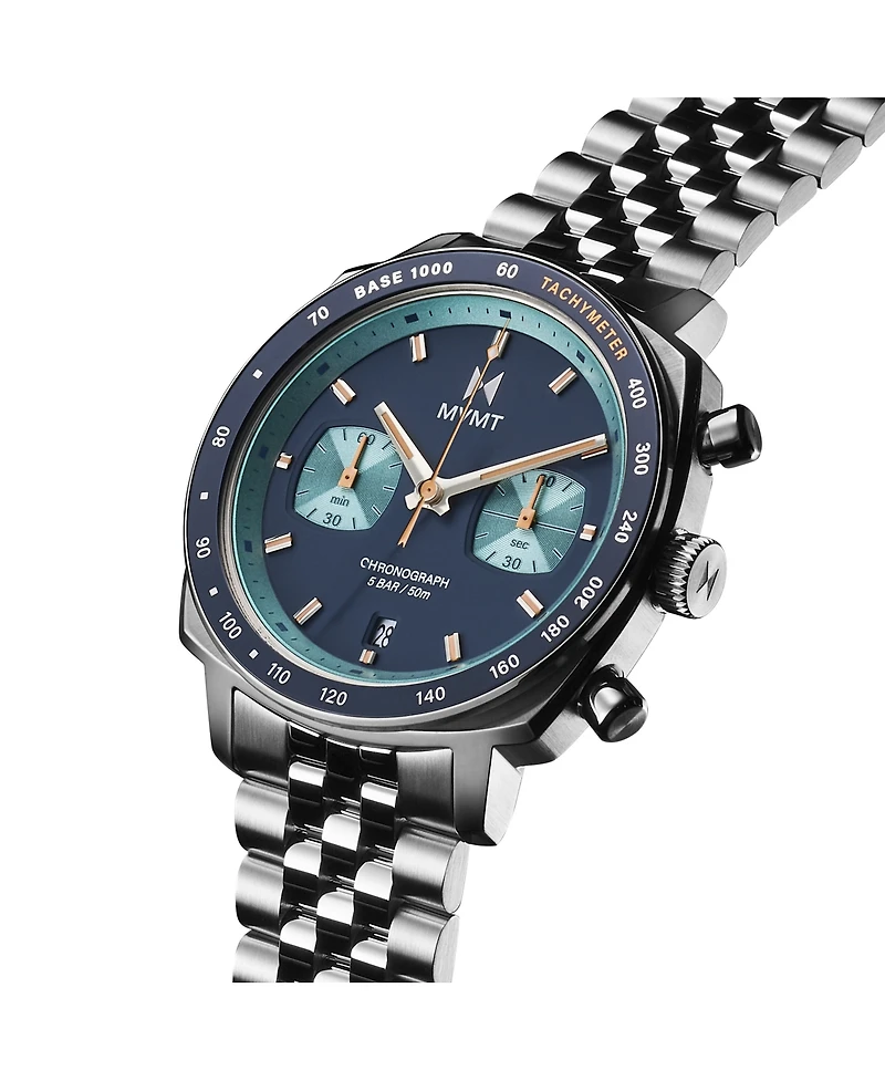 Mvmt Men's Mulholland Racer Silver Tone Stainless Steel Bracelet Watch, 42mm
