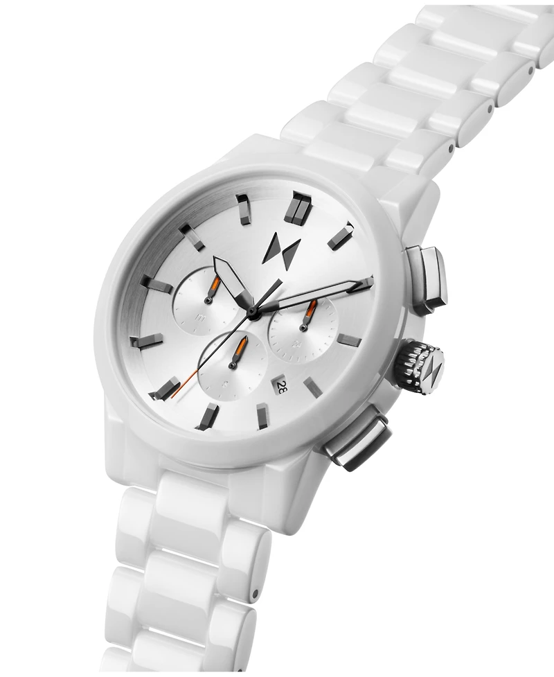 Mvmt Men's Chrono Ii White Ceramic Bracelet Watch, 44mm