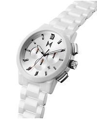 Mvmt Men's Chrono Ii White Ceramic Bracelet Watch, 44mm