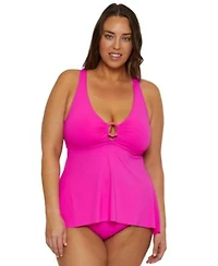 Becca Etc Plus Size Marble Canyon Ring Tankini Top High Waist Bikini Bottoms