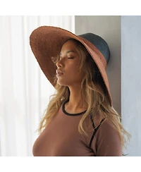 Brunna.co Riri Duo Jute Handwoven Straw Hat In Burnt Sienna & Black