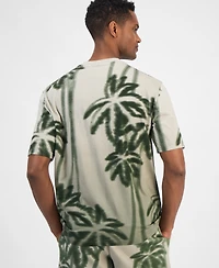 A|X Armani Exchange Men's Short Sleeve Palm Tree Print Crewneck T-Shirt
