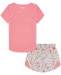 Under Armour Toddler & Little Girls T-Shirt Printed Woven Shorts, 2 Piece Set
