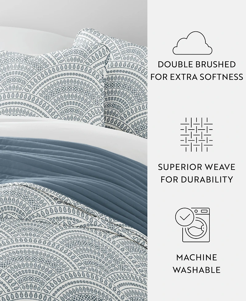 ienjoy Home Scallop Reversible -Pc. Lightweight Quilt Set