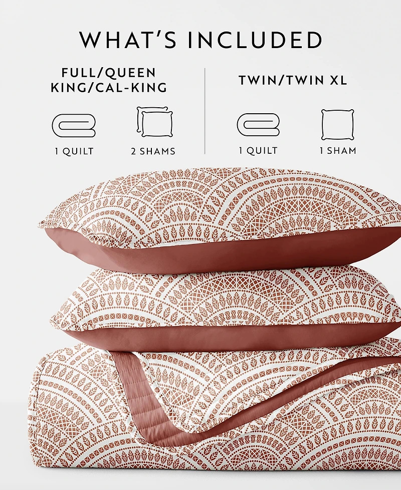 ienjoy Home Scallop Reversible 3-Pc. Lightweight Quilt Set, King/California King