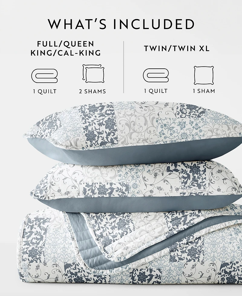 ienjoy Home Scrolled Patchwork Reversible 3-Pc. Lightweight Quilt Set