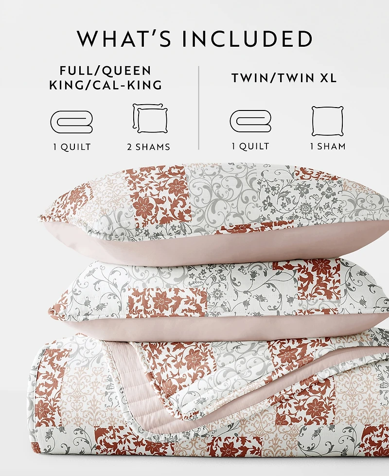 ienjoy Home Scrolled Patchwork Reversible -Pc. Lightweight Quilt Set
