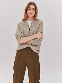 Celtic & Co. Women's Wool Cable Zip Cardigan