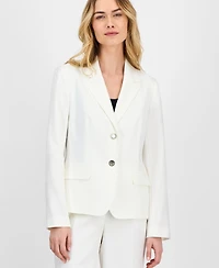 Le Suit Women's Crepe Two-Button Jacket & Pull-On Pantsuit Set, Regular Petite