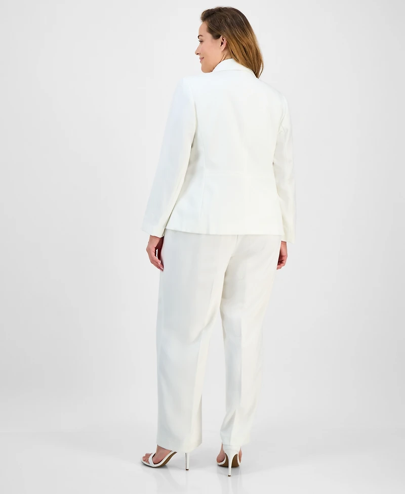 Le Suit Plus Size Crepe Two-Button Jacket & Pull-On Pantsuit Set