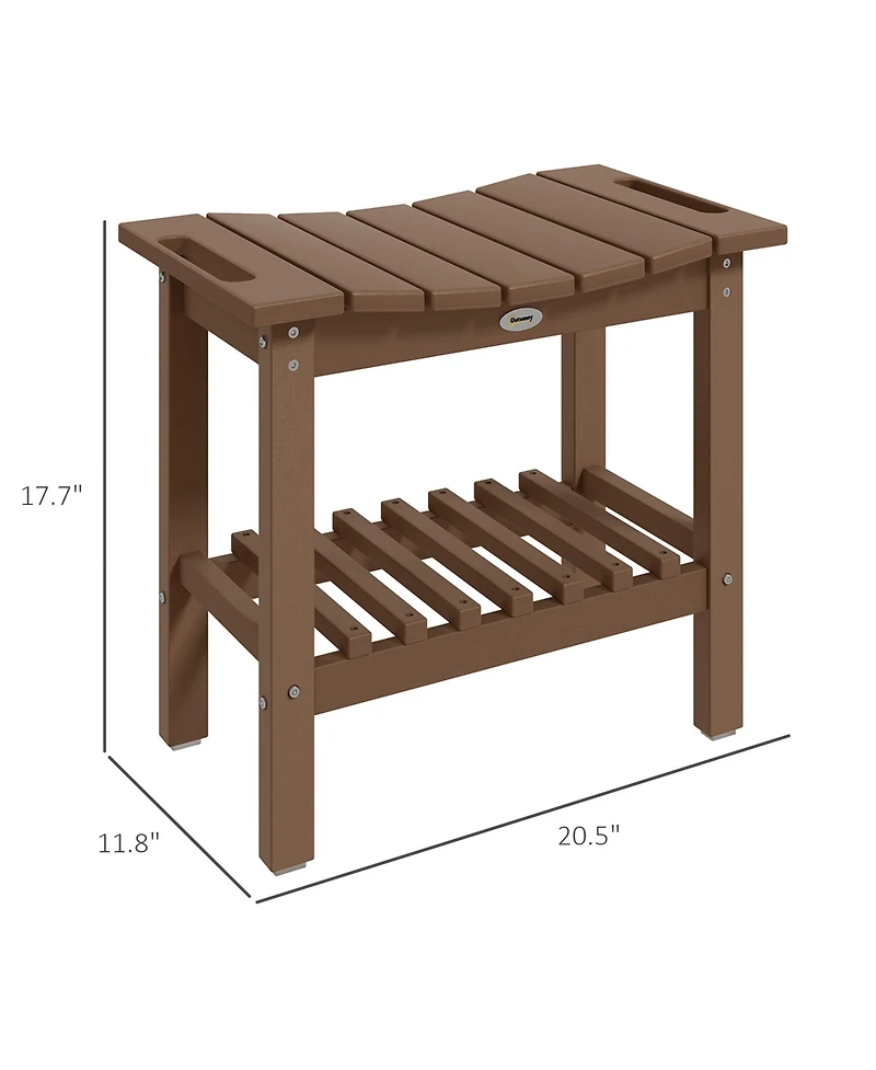 Outsunny 2-Tier Outdoor Side Table, Shower Bench with Handles