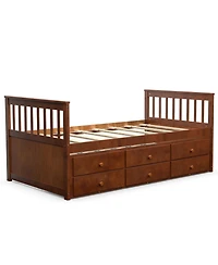 Twin Captain's Bed with Trundle and 3 Storage Drawers