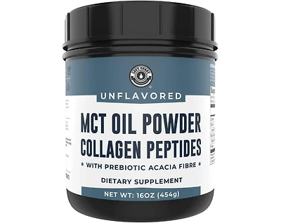 Left Coast Performance Mct Oil Powder + Keto Collagen Peptides + Acacia Fibre 16oz (Unflavored