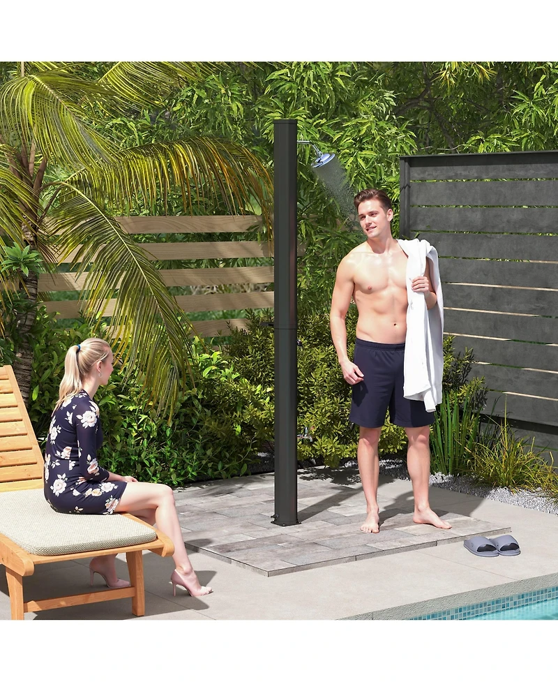 Outsunny 7.1FT Slolar Heated Outdoor Shower, 9.2 Gal Outdoor Solar Shower