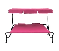 Patio Lounge Bed with Canopy and Pillows