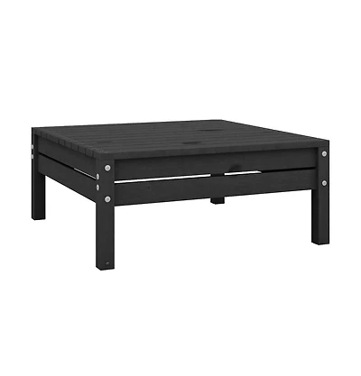 Patio Footstool Black Solid Wood Pine