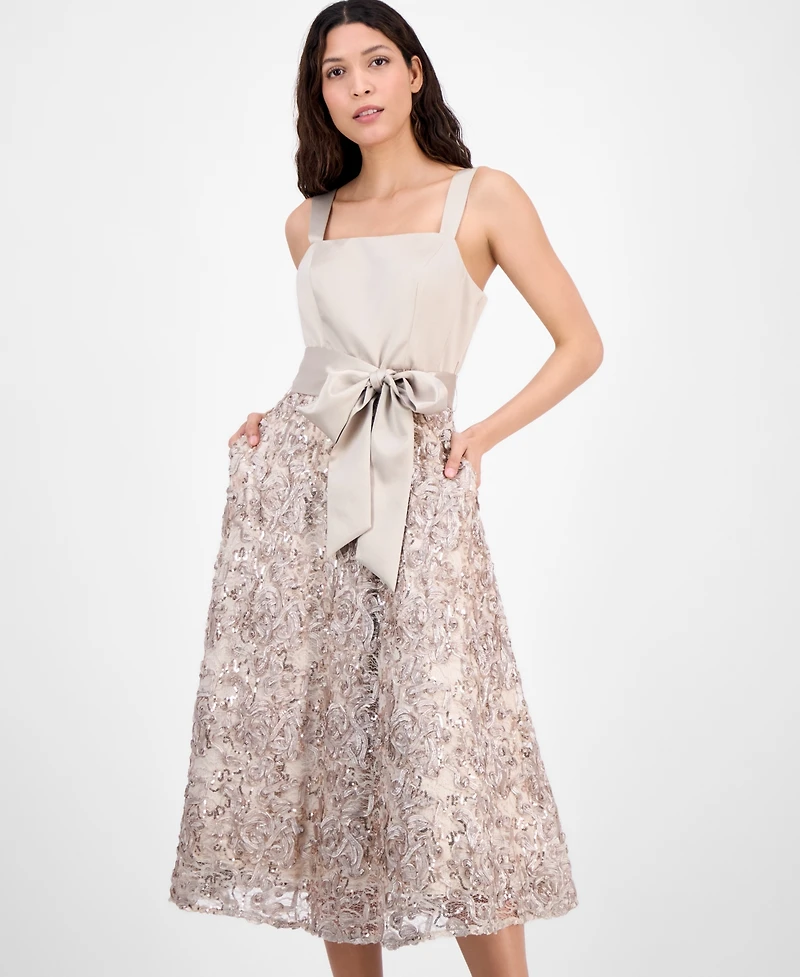 Tahari Asl Women's Satin & Soutache Sequin Midi Dress