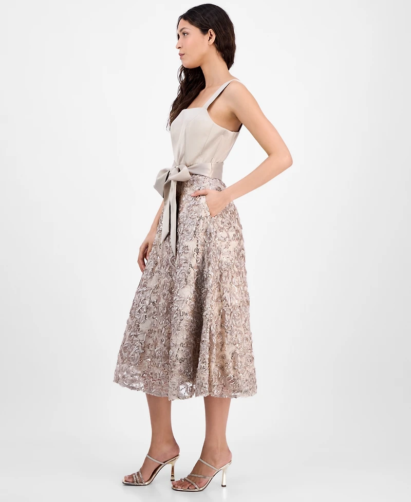Tahari Asl Women's Satin & Soutache Sequin Midi Dress