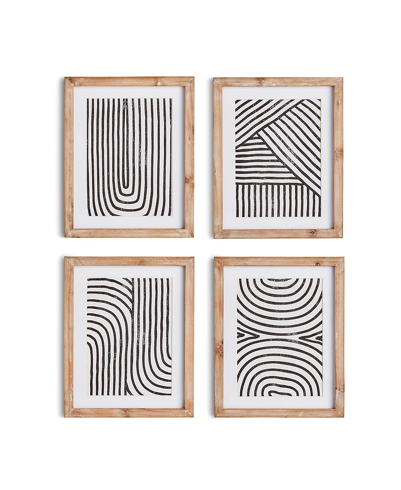 Achromatic Linear Petite Prints Set of 4