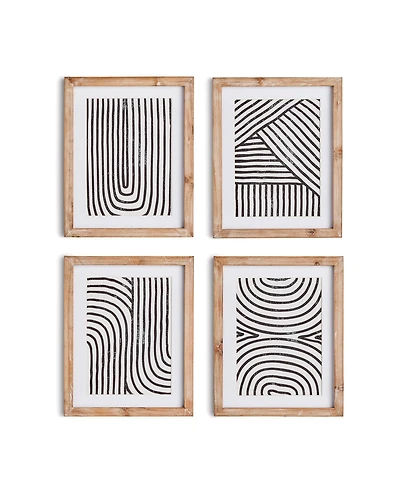 Achromatic Linear Petite Prints Set of 4