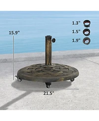 Outsunny Round Patio Umbrella Base with Wheels, 44 lbs Resin Umbrella Sd