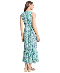 Jones New York Petite Side-Slit Printed Ruffle Dress