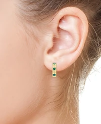Effy Malachite & Diamond (1/6 ct. t.w.) Small Hoop Earrings in 14k Gold, 0.86"