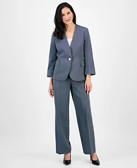 Le Suit Women's Collarless Wide-Leg Pantsuit Set, Regular & Petite