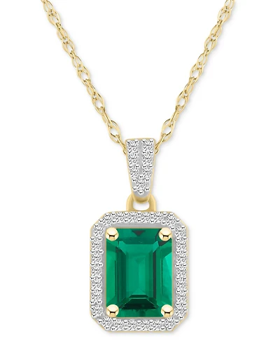 Blue Topaz (2 ct. t.w.) & Lab Created White Sapphire (1/5 Rectangle Pendant Necklace 10k Yellow Gold