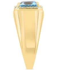 Effy Sky Blue Topaz (4-1/2 ct. t.w.) & Diamond (1/10 ct. t.w.) Halo Ring in 14k Gold-Plated Sterling Silver