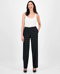 Le Suit Women's Windowpane Check Notch Collar Pantsuit, Regular & Petite