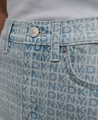 Dkny Jeans Women's Printed High-Rise Denim Miniskirt