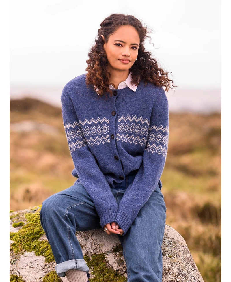 Celtic & Co. Women's Fair Isle Crew Neck Cardigan