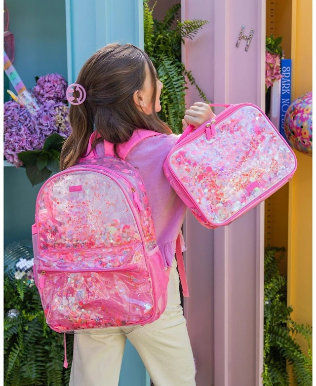 delivered confetti pinky unicorn faux fur mini backpack Packed Party Backpack, Women's Fashion Shoulder Knit Book Bag Trendy Unicorn  Confetti Look for Work and Travel (Pink - Sweet Tart